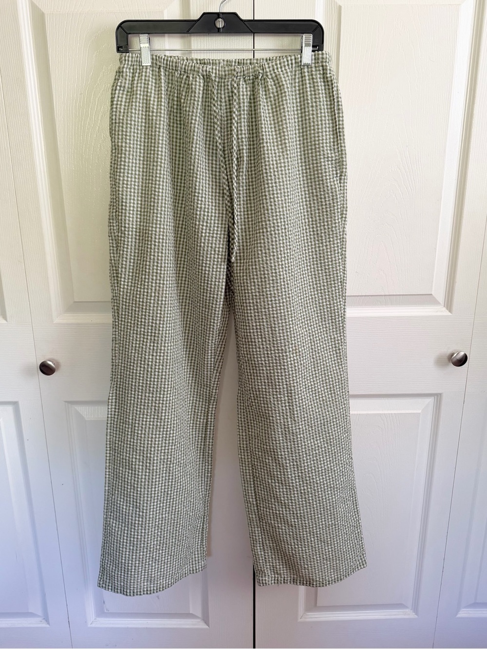 Cali1850 Light Green Gingham Drawstring Pants by Sadie & Sage